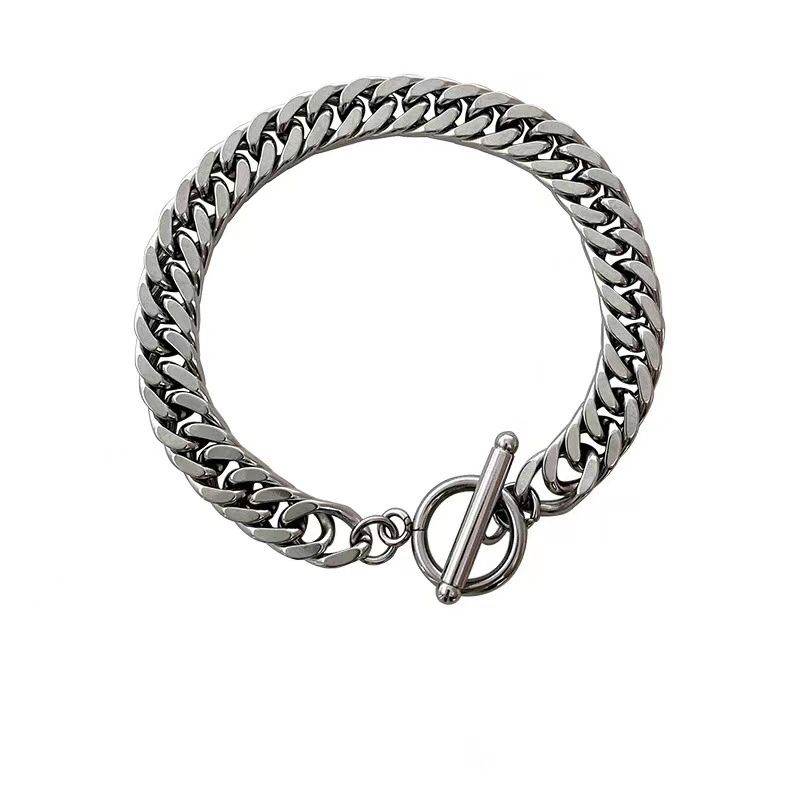 Bracciale di lusso in stile minimalista per donna, design sensato, elegante e semplice catena cubana spessa OT, gioiello unisex_voghion.com