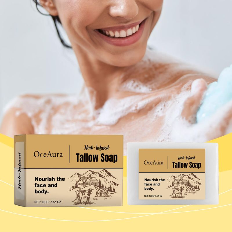 OceAura Milk Flavored Tallow Soap Moisturizes And Cleanses Pores With Bath Soap For Delicate Skin_voghion.com