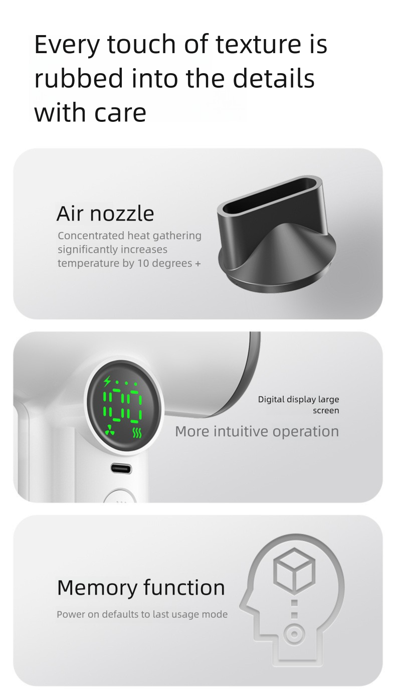 Asciugacapelli wireless ricaricabile tramite USB, portatile, ad asciugatura rapida, resistente al vento, per viaggi, campeggio, dormitorio per studenti, senza bisogno di spina._voghion.com
