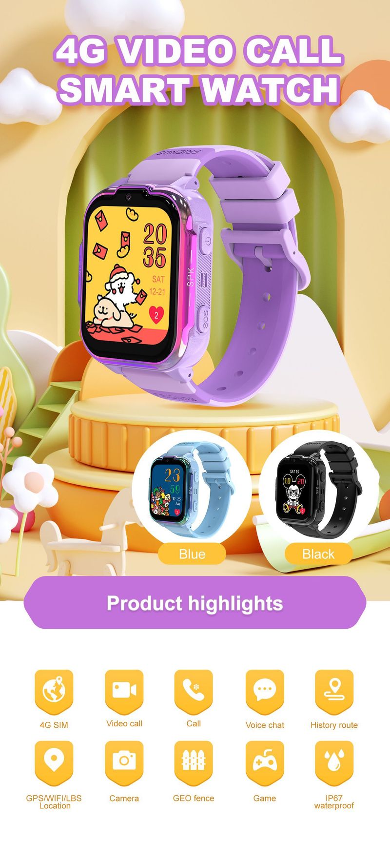 Smartwatches Privates Modell Neue 4G Kindertelefonuhr Englische Version Positionierung Foto Videoanruf Student Smart Watch_voghion.com