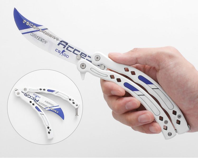 CSGO Butterfly Flip Anfänger Übungsspielzeug Klappbares tragbares Outdoormesser Vollstahl Ungeschärft_voghion.com
