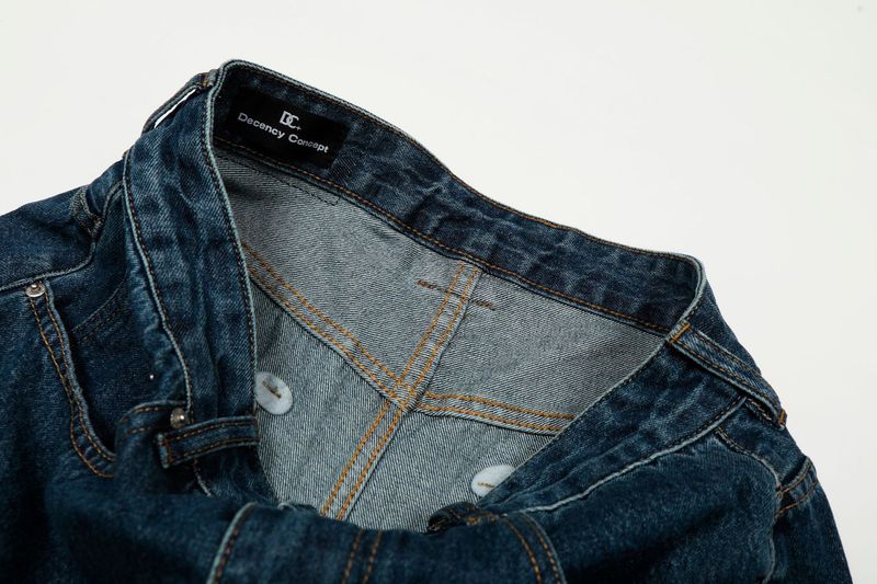 G6875 American Trendy Neutral Street Retro Nostalgic Blue Design Loose Men's Washed Scimitar Jeans_voghion.com