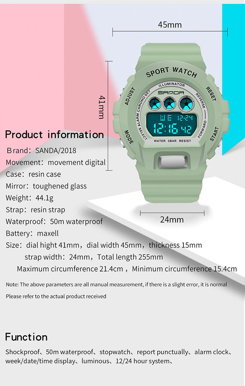 Unisex Digital Watch With LED Backlight, Waterproof & Lightweight Resin Strap For Students & Teens Fashion Trend Electronic Watch Student_voghion.com