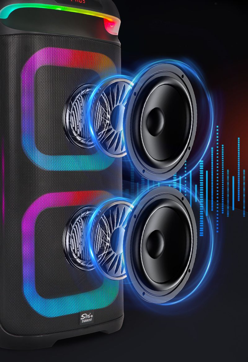 ZQS8257 Wielofunkcyjny podwójny 8-calowy wielofunkcyjny głośnik audio do karaoke na zewnątrz bezprzewodowy Bluetooth_voghion.com
