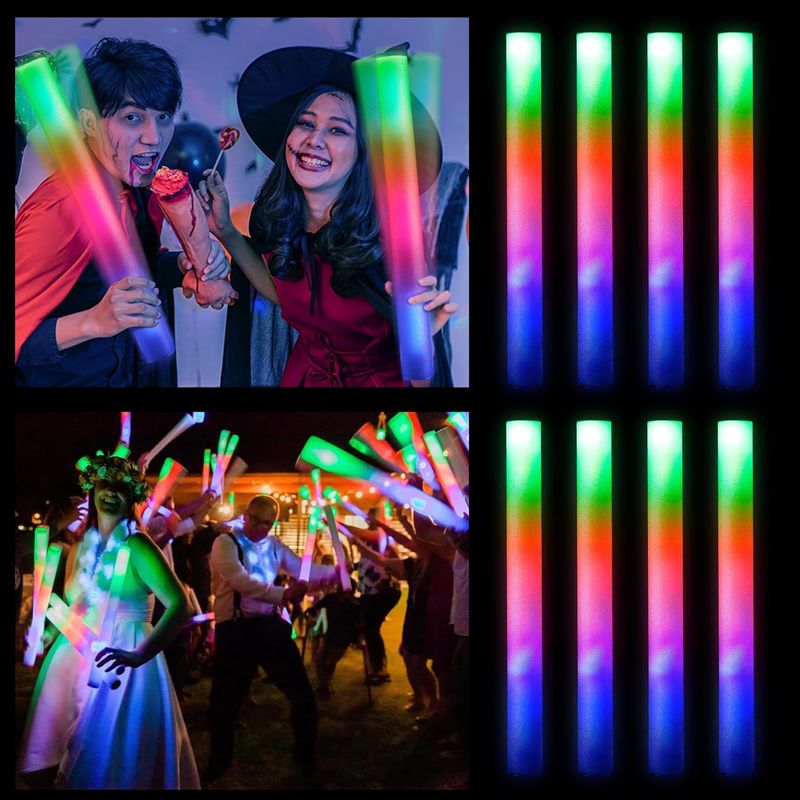 10/15/20Pcs LED Glow Sticks Bulk Colorful RGB Glow Foam Stick Cheer Tube Dark Light For Xmas Birthday Wedding Party Supplies_voghion.com