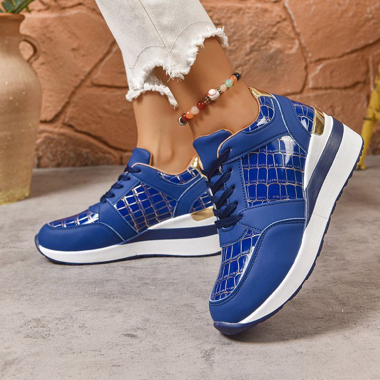 New Spring Autumn Winter Women's Sports Casual Shoes Color Block Plaid Large Size 43 Sneakers_voghion.com