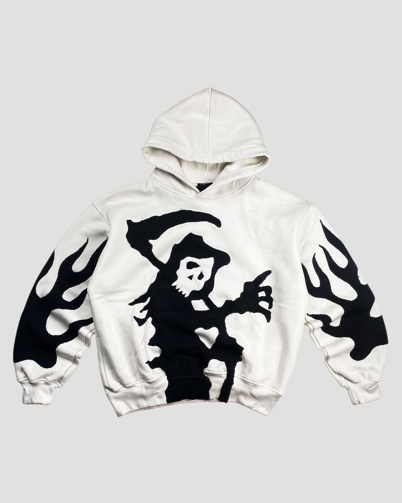 Felpa con cappuccio unisex autunno 2025 con stampa digitale 3D e motivo Grim Reaper_voghion.com