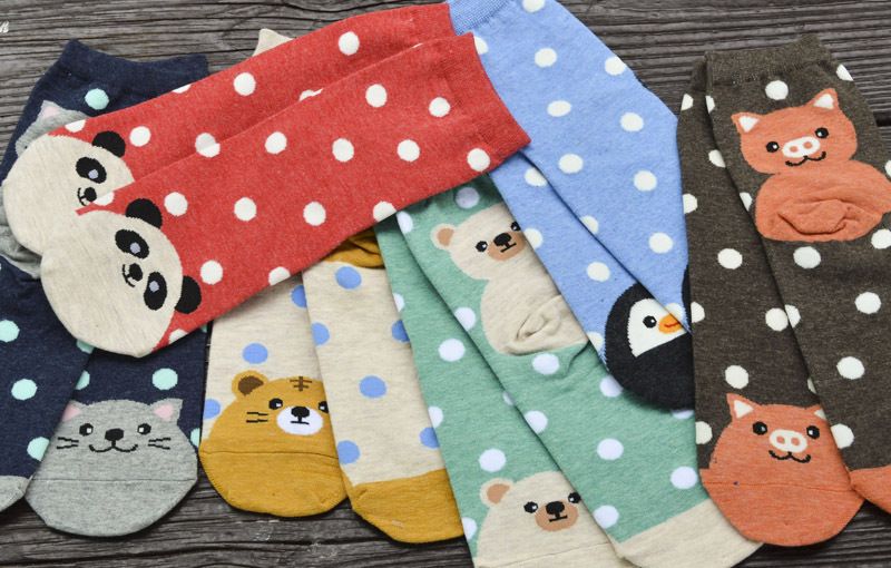 Calzini da donna Calzini per cani e animali Calzini in cotone da donna a pois carini Calzini in cotone da donna_voghion.com