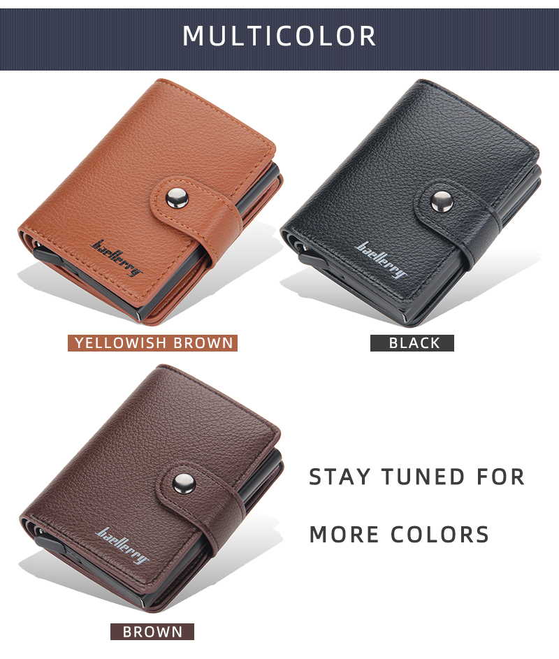 Nuovo modello Lychee Porta carte da uomo Porta carte RFID automatico con fibbia elastica Porta carte da uomo Porta carte in metallo con scatola in alluminio_voghion.com