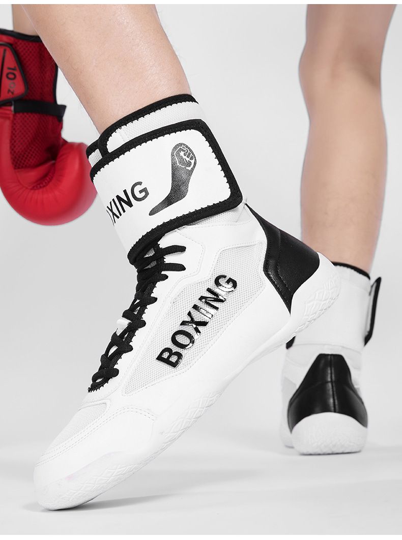 Men's Large Size High Top Comfortable Wrestling Shoes Combat Training Anti-slip Boxing Shoes_voghion.com