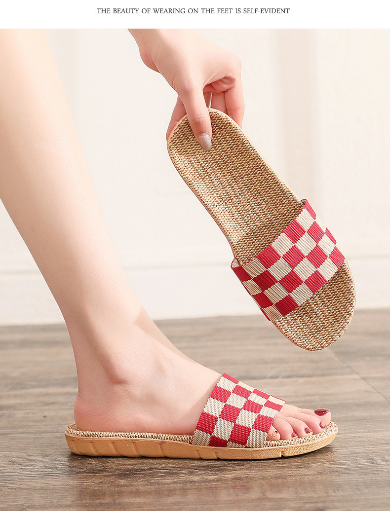 Leinenpantoffeln für den Heimgebrauch im Sommer für Paare, Holzboden, dicke Sohlen, rutschfest, kühle Hausschuhe für den Innenbereich für Frauen im Sommer_voghion.com