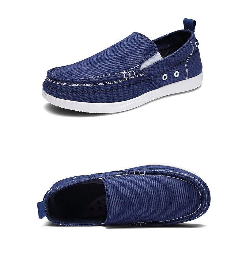 Canvas loafers Spring summer breathable men's casual shoes over feet_voghion.com