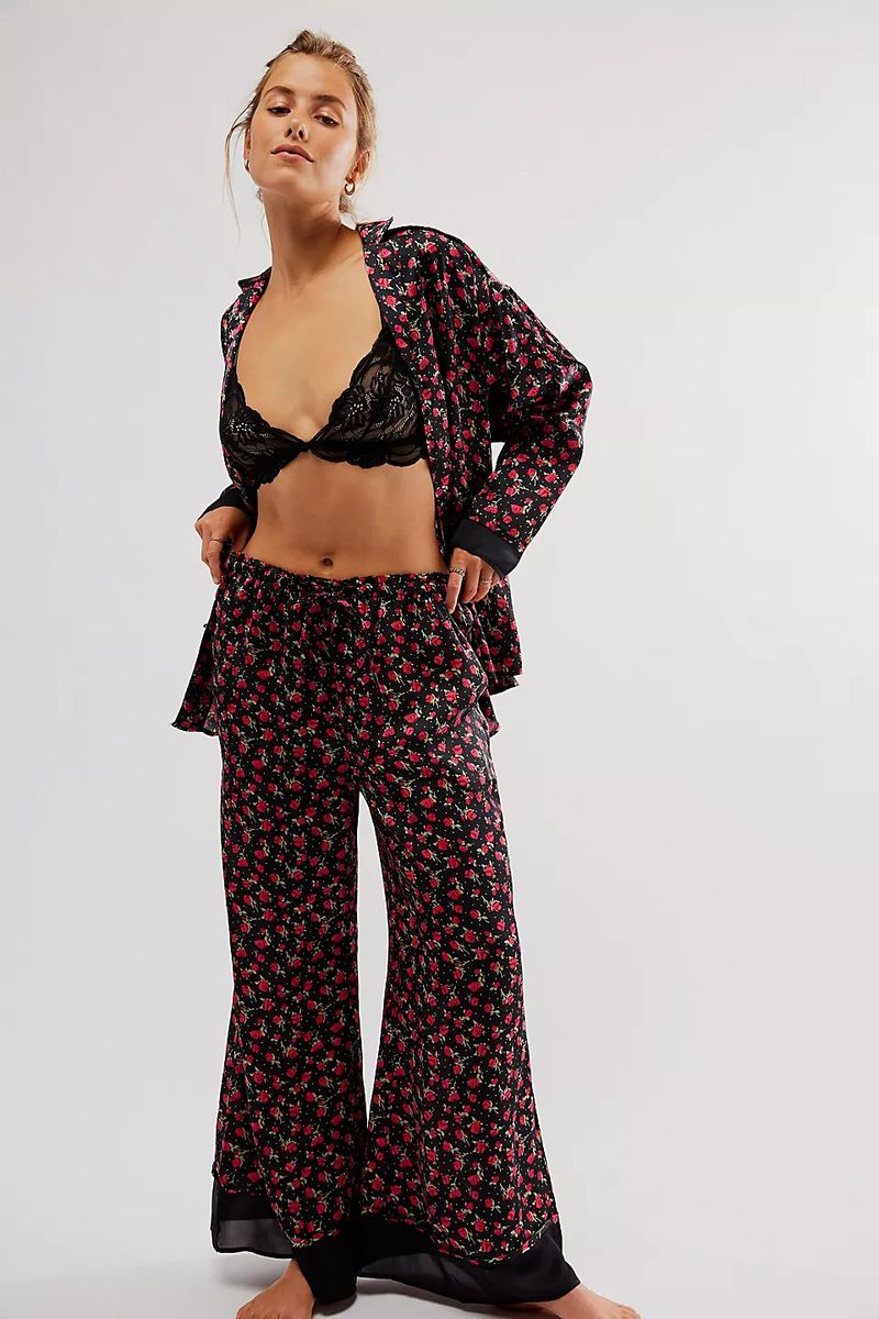 Damen Nachtwäsche Pyjamas Lose Home Kleidung Langarm Hemd Hosen Set Damenbekleidung_voghion.com