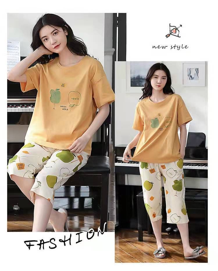 Sieviešu vasaras pidžamas, plus izmēra īsroku kapri bikses, vasaras sieviešu uzvalks, virsdrēbes, korejiešu stila, jaukas, mājas apģērbs, plānas_voghion.com