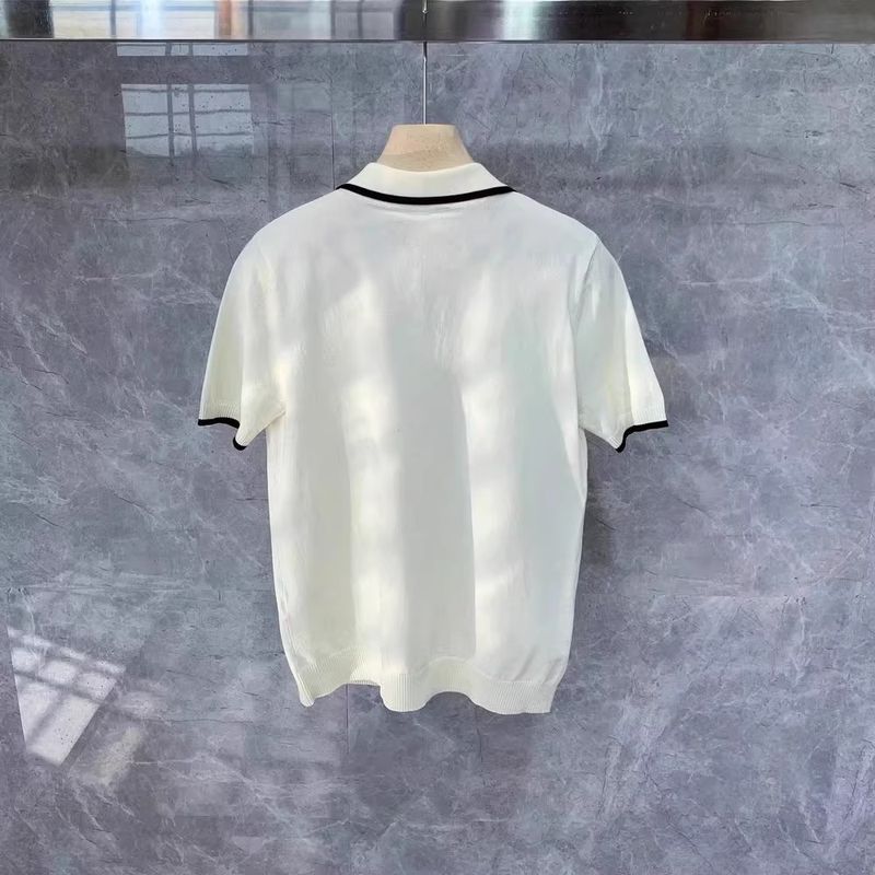 Männerkleeder Summer Kontrastfaarf mëll bequem reife Trend Mark gestrickte Poloshirt Männer Retro Revers Kuerzärm T-Shirt_voghion.com