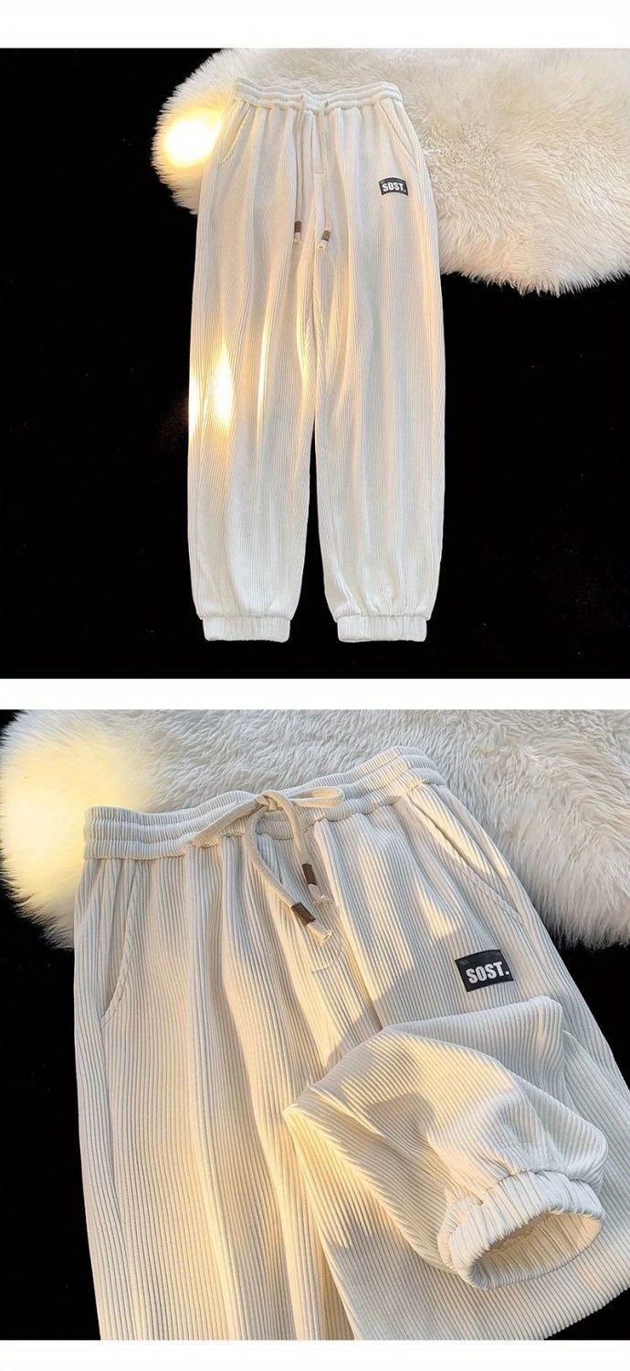 Men's Clothing Corduroy casual pants 2024 spring and summer loose Hong Kong style versatile sports pants with cuff design pants ins trendy brand_voghion.com