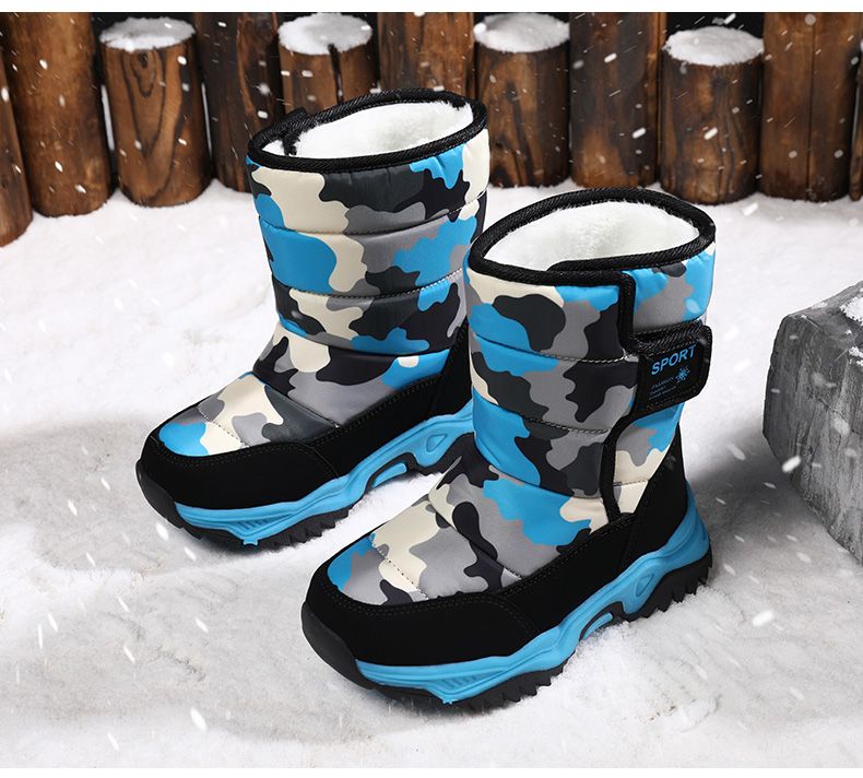 2024 Inverno Crianças Pelúcia Tecido Impermeável Antiderrapante Menina Sapatos Sola de Borracha Neve Moda Quente Botas Ao Ar Livre_voghion.com