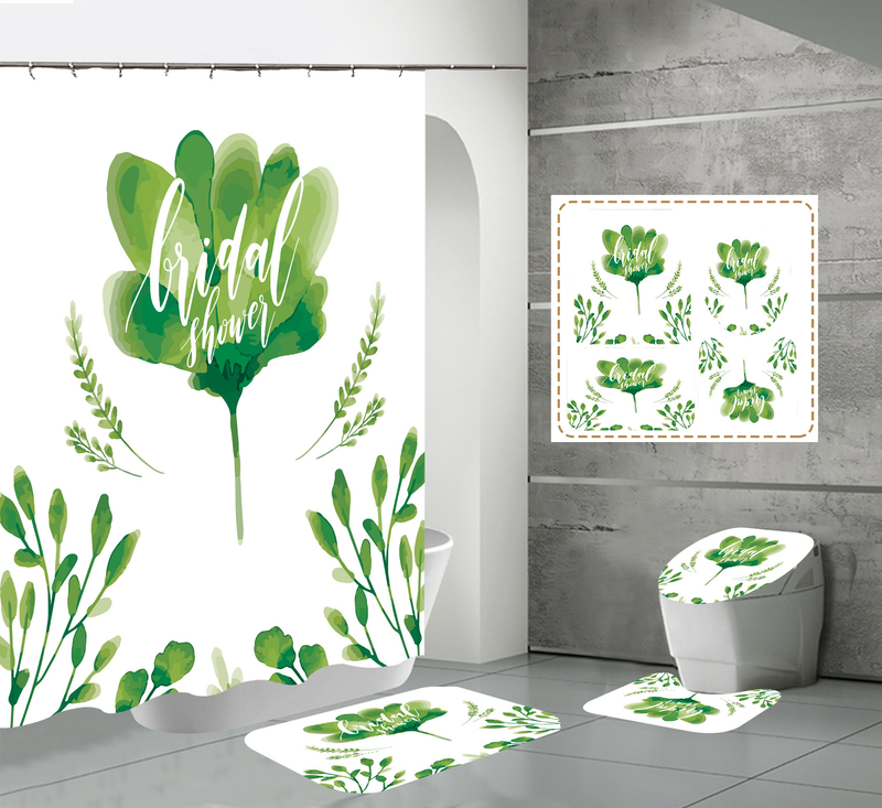 3D polyester digital printing waterproof shower curtain tropical plant bathroom partition shower curtain_voghion.com