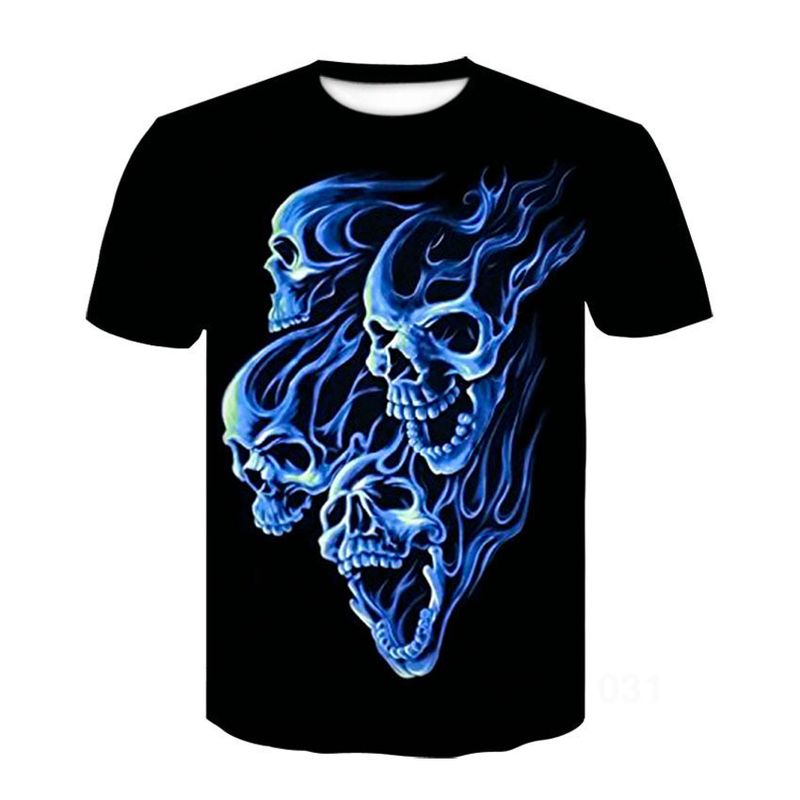 Unbeatable Quality Summer Men's Round Neck Short Sleeved T-shirt With 3D Cool Skull Print_voghion.com