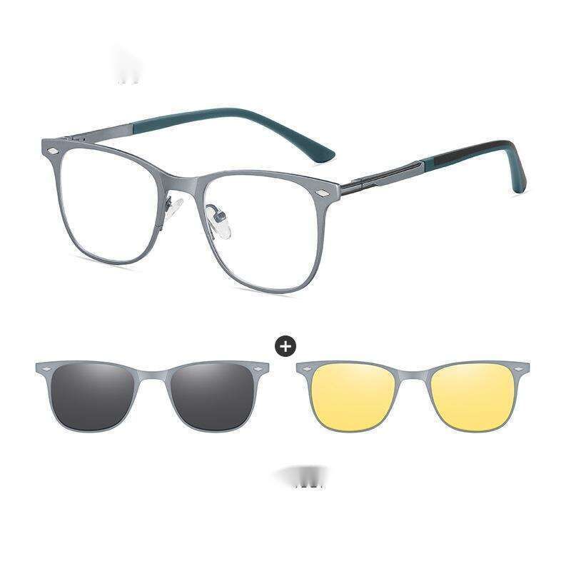 Men's Aluminum Magnesium Three In One Polarized Magnetic Sleeve Sunglasses Can Be Paired With Myopia Glasses Frame 7038_voghion.com