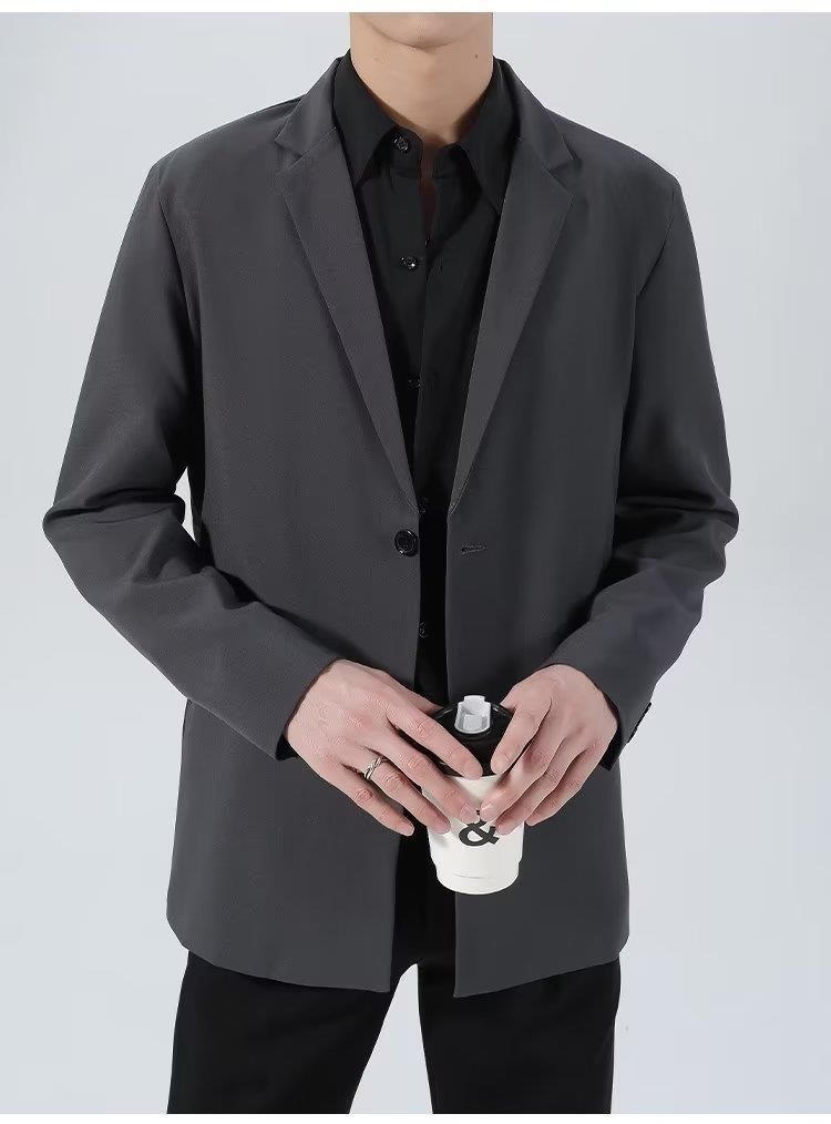Veste blazer slim en velours côtelé pour homme - Veste de costume décontractée à simple boutonnage avec revers crantés, style décontracté, printemps-automne_voghion.com
