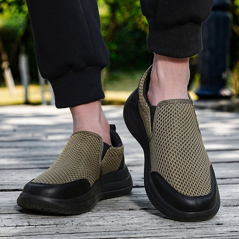 Scarpe casual da uomo di qualità imbattibile, di grandi dimensioni, con copripiedi, in mesh traspirante, tinta unita, leggere e con suola spessa._voghion.com