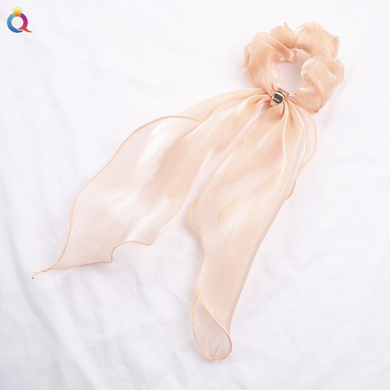 Elástico de cabelo com fita de cetim - Acessórios de cabelo com laço elegante para mulheres (cor sólida, ajustável, antiderrapante)_voghion.com
