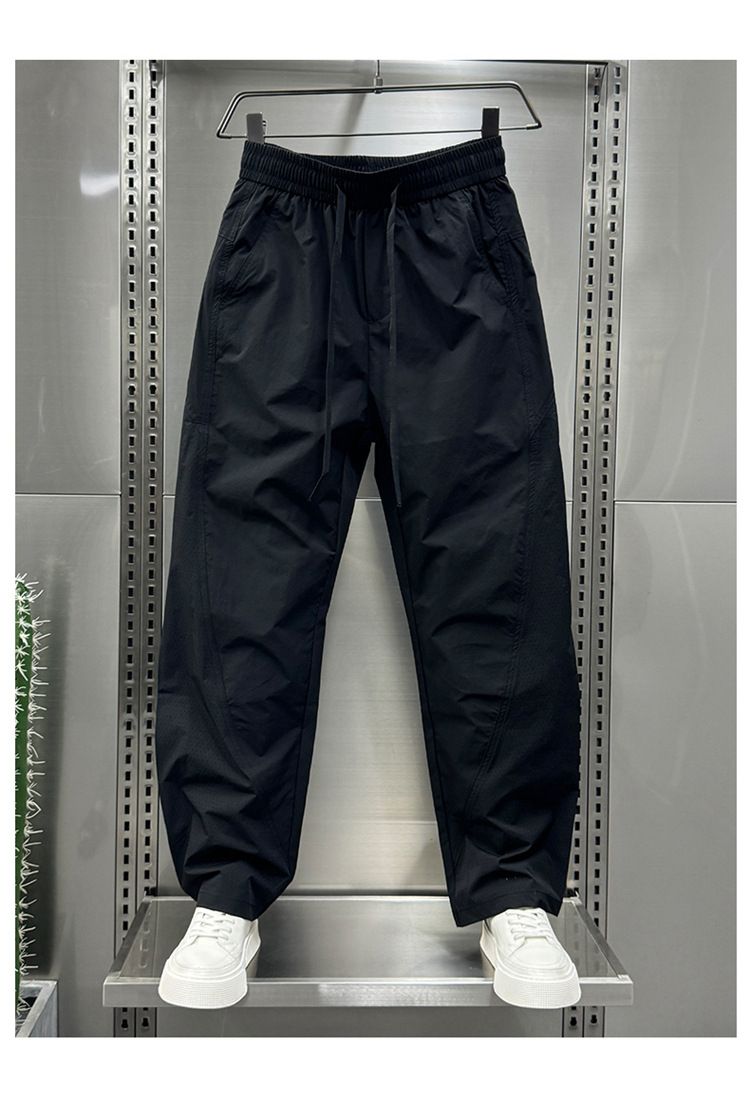 2024 Sommer Neue schnell trocknende, atmungsaktive, gerade Sport-Overalls für Herrenmode, trendige Freizeithose mit Kordelzug_voghion.com