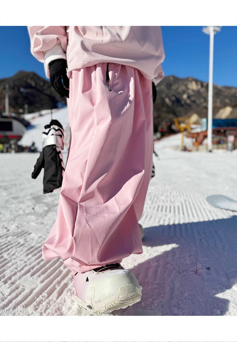 Wasserdichte Unisex-Skihose für Damen und Herren – Winddichte Snowboardhose mit Wärmeisolierung, leicht und strapazierfähig für Wintersport (Pink)_voghion.com