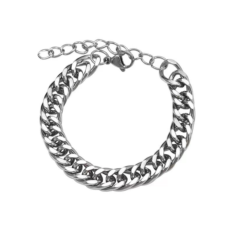 Bracciale di lusso in stile minimalista per donna, design sensato, elegante e semplice catena cubana spessa OT, gioiello unisex_voghion.com