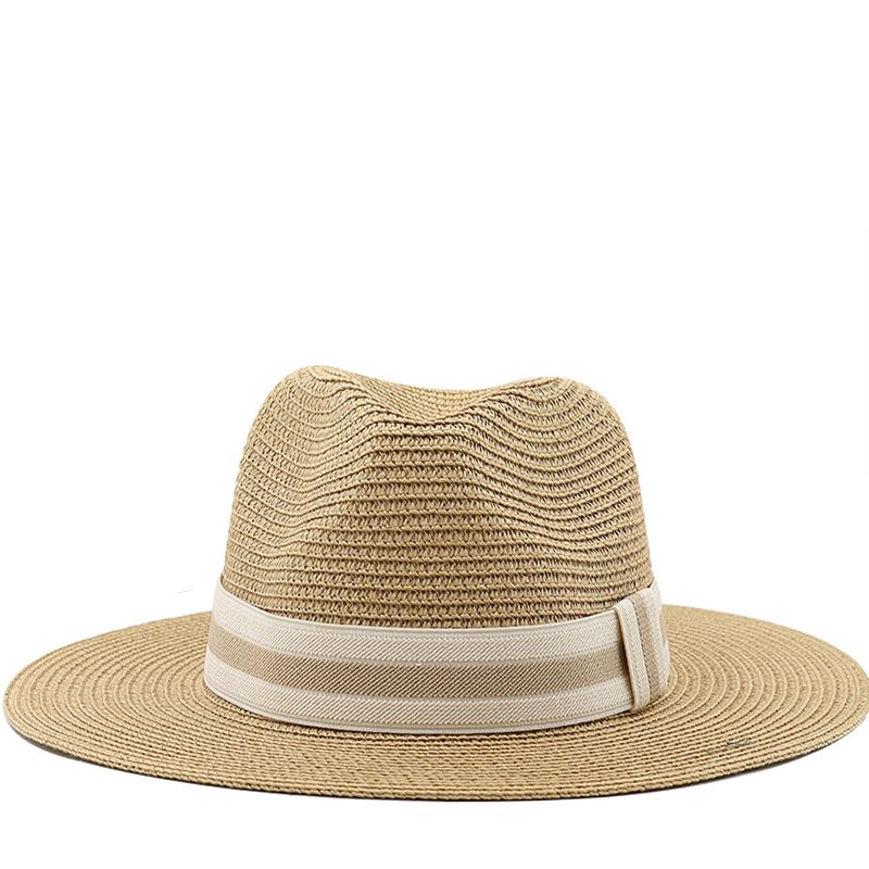 Fashion 54-58-60CM Womens Summer Panama Hats Wide Brim Straw Sun Beach Hat Men Fashion UPF UV Protection Fedoras Cap For Travel_voghion.com