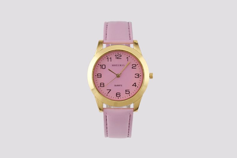 Digital color women's fashionable leather strap, quartz watch, large dial_voghion.com