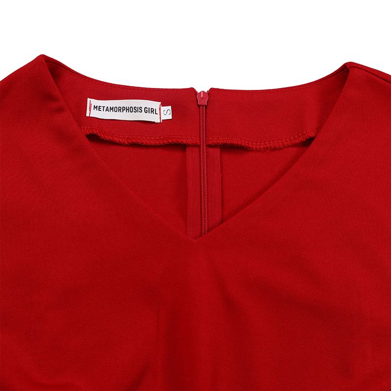 Moda feminina OL babados com decote em V tops e calças conjunto de duas peças_voghion.com