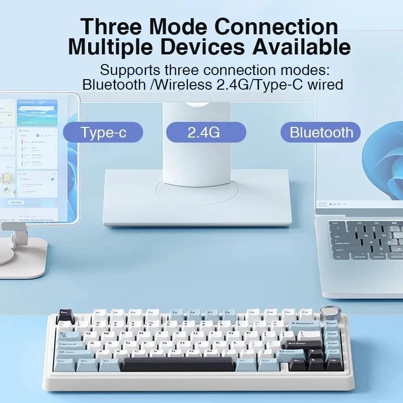 AULA Tarantula F75 Özel Mekanik Klavye Conta Yapısı Tam Tuş Sıcak Değiştirme Kablosuz Üç Modlu Bluetooth MAX_voghion.com