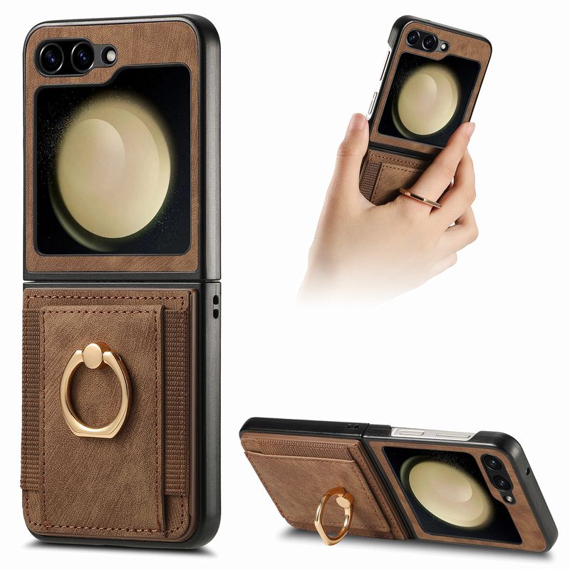 For Samsung Z Flip 6 phone case all-inclusive card ring holder Galaxy zflip5 case_voghion.com