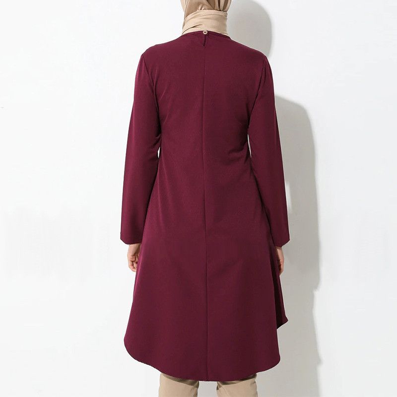 Vêtements pour femmes, couleur unie, couture de boutons, robe décontractée à manches longues, à la mode, en stock_voghion.com