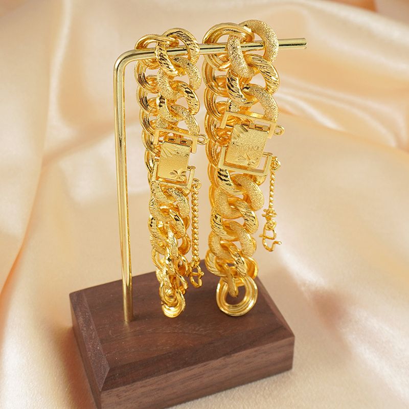 Pulseira luxuosa de corrente cubana fosca banhada a ouro para mulheres, estilo hip-hop, adequada para casamentos e glamour diário_voghion.com
