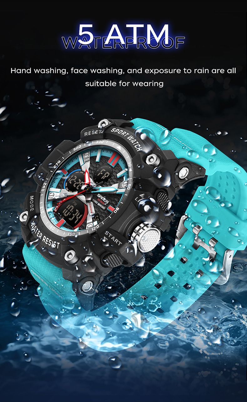Men's Digital Analog Watch With Alarm, Waterproof, Luminous Display, Sports Outdoor Student Wristwatch Student Luminous Electronic Watch_voghion.com
