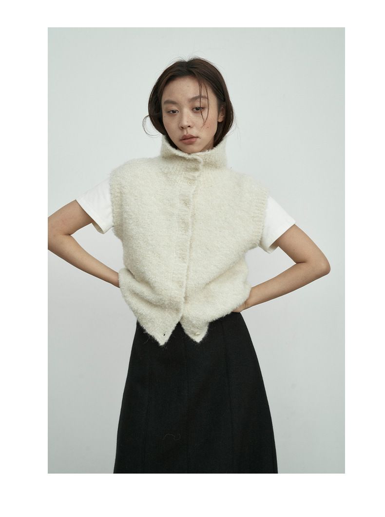 Lines Style Winter Korean Version Sleeveless Intellectual Commuting Versatile Wool Cardigan_voghion.com