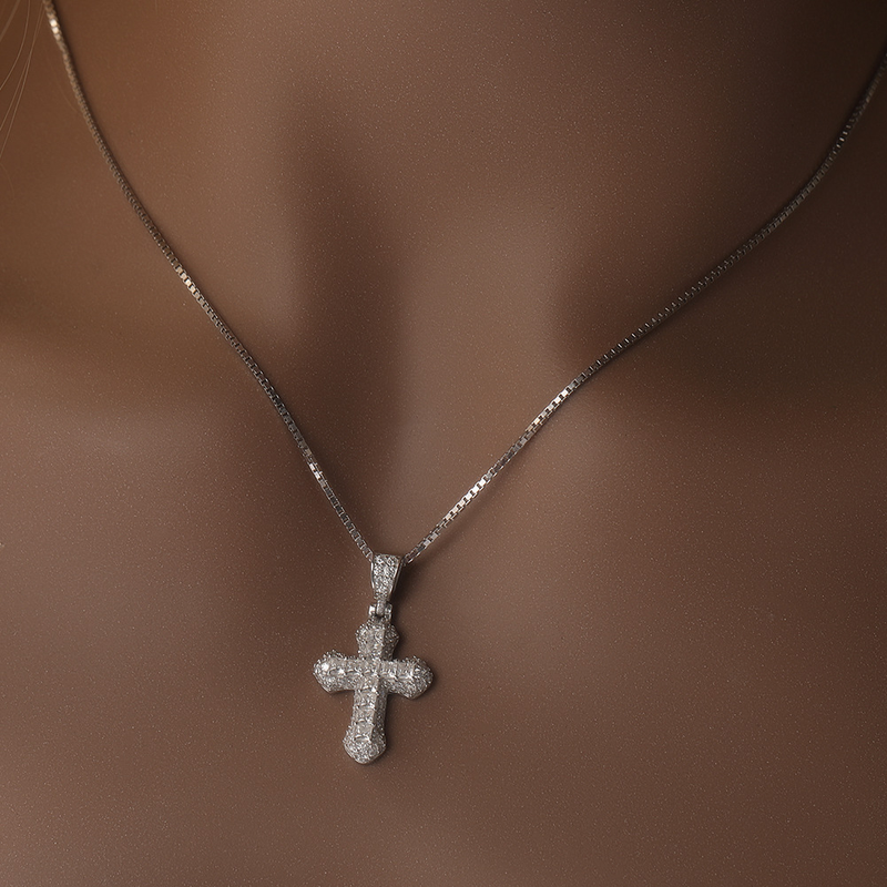Chaîne de clavicule courte polyvalente en plaqué or avec mini croix tendance pour femme, bijou tendance en diamant_voghion.com