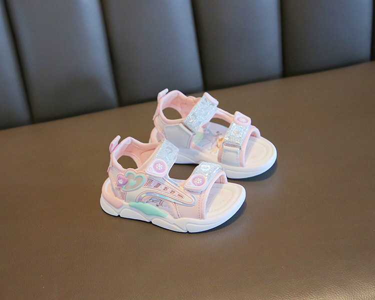 Sandali principessa 2023 Estate nuove bambine da spiaggia scuola media suola morbida bambino cartone animato netto scarpe rosse_voghion.com
