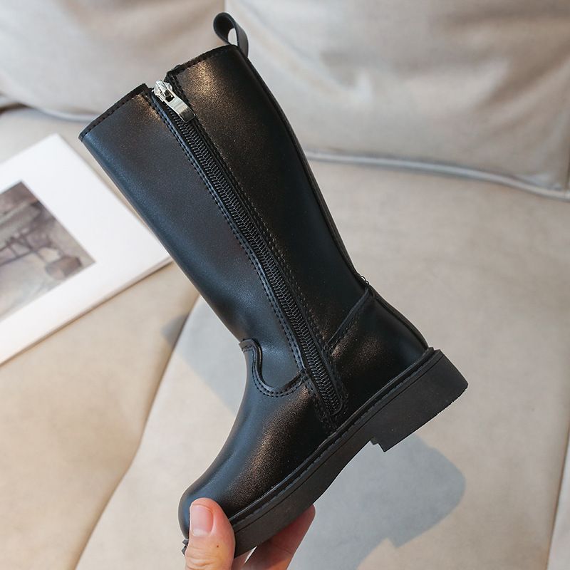 Kinder Leder 2025 Winter Warm Neue Stil Koreanische Version Casual Reiten Kleine Mädchen Hohe Rohr Dünne Fleece Stiefel_voghion.com