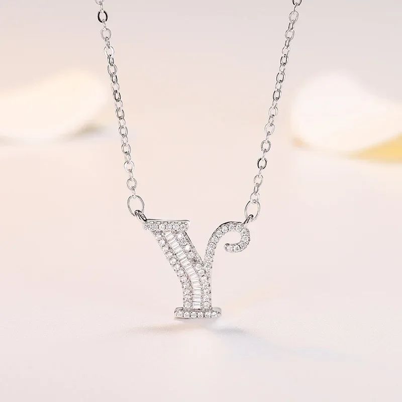 Klassiskt Sterg Sier Nytt Gnistrande A~Ö Bokstav Hänge Halsband Utsökt Ljus Charm Damsmycken Överraskningspresent_voghion.com