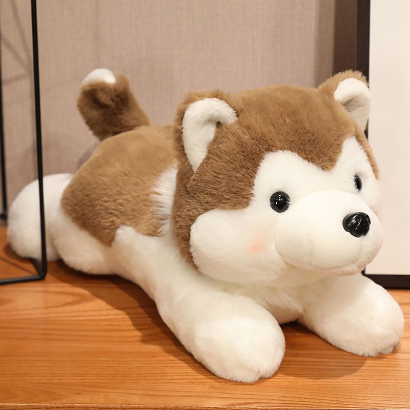 【 1418 People's Collection 】 Soft Cute Dog Plush Toy Husky Sleeping On Bed Pillow Doll Does Not Shed Hair_voghion.com