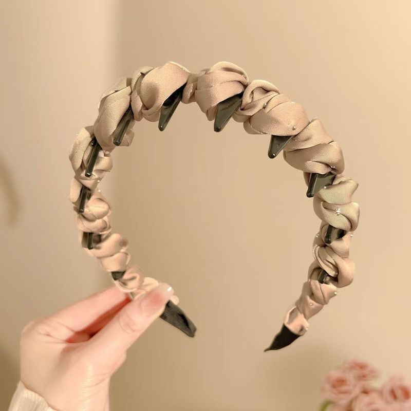 Elegante fascia per capelli in raso con cielo stellato, accessorio per capelli con parte superiore alta e teschio, fascia per capelli ondulata antiscivolo con dentini per il lavaggio del viso, per donna_voghion.com