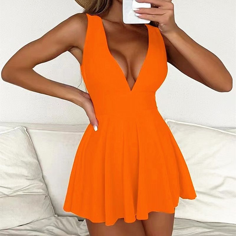 2024 New Solid Color One Piece Women's Sexy Swimsuit_voghion.com