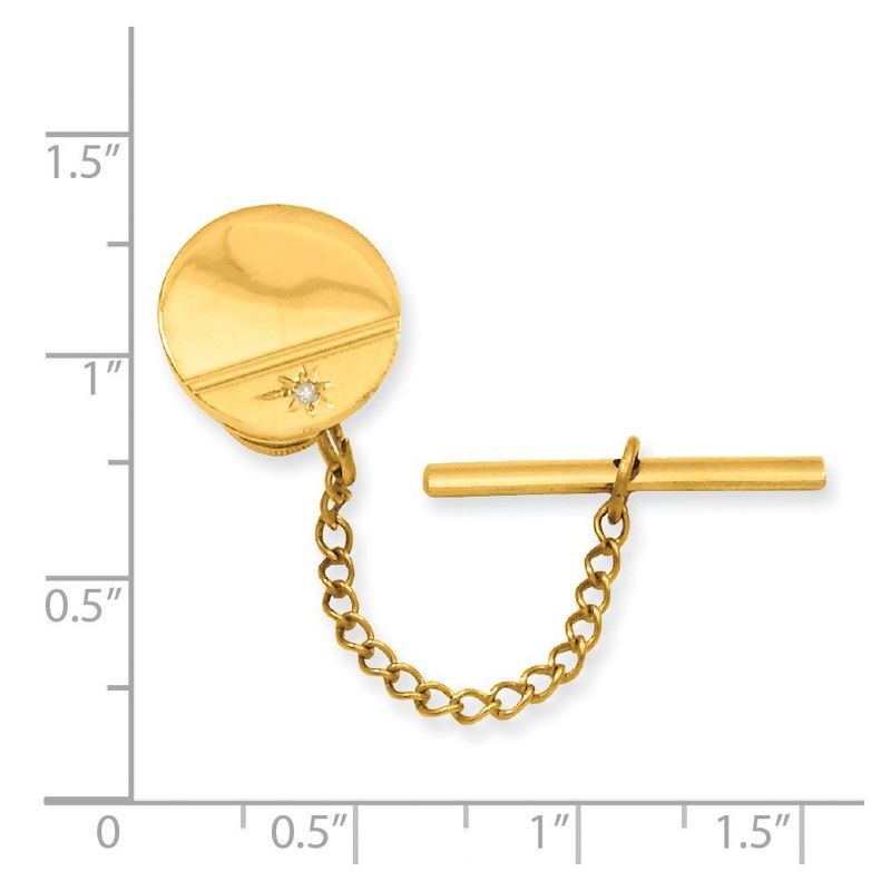 Kelly Waters Gold-plated .01 Ct. Diamond Polished And Satin Round Tie Tac With Safety Chain_voghion.com