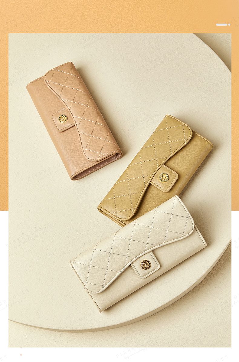 2024 New Wallet Long Women's Fashion Small Fragrant Wind Lingge Wallet Multi Functional Women's Handbag_voghion.com