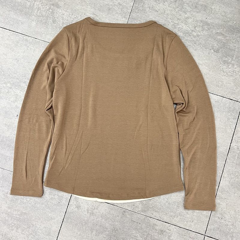 Damski dwuczęściowy top warstwowy z długim rękawem – miękka tkanina przypominająca wiskozę, dopasowany krój, uniwersalny, podstawowy element stylizacji codziennych i wiosennych_voghion.com