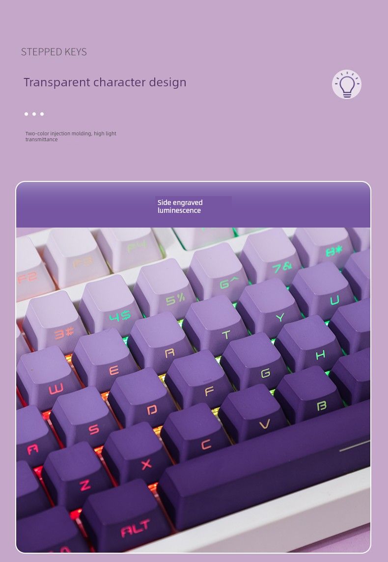 Kappe Pavilion Dark Fragrance Purple Seite Gravierte transparente OEM-Tastenkappe 68 75 84 87 104 MX 8.0 Nical-Tastatur_voghion.com